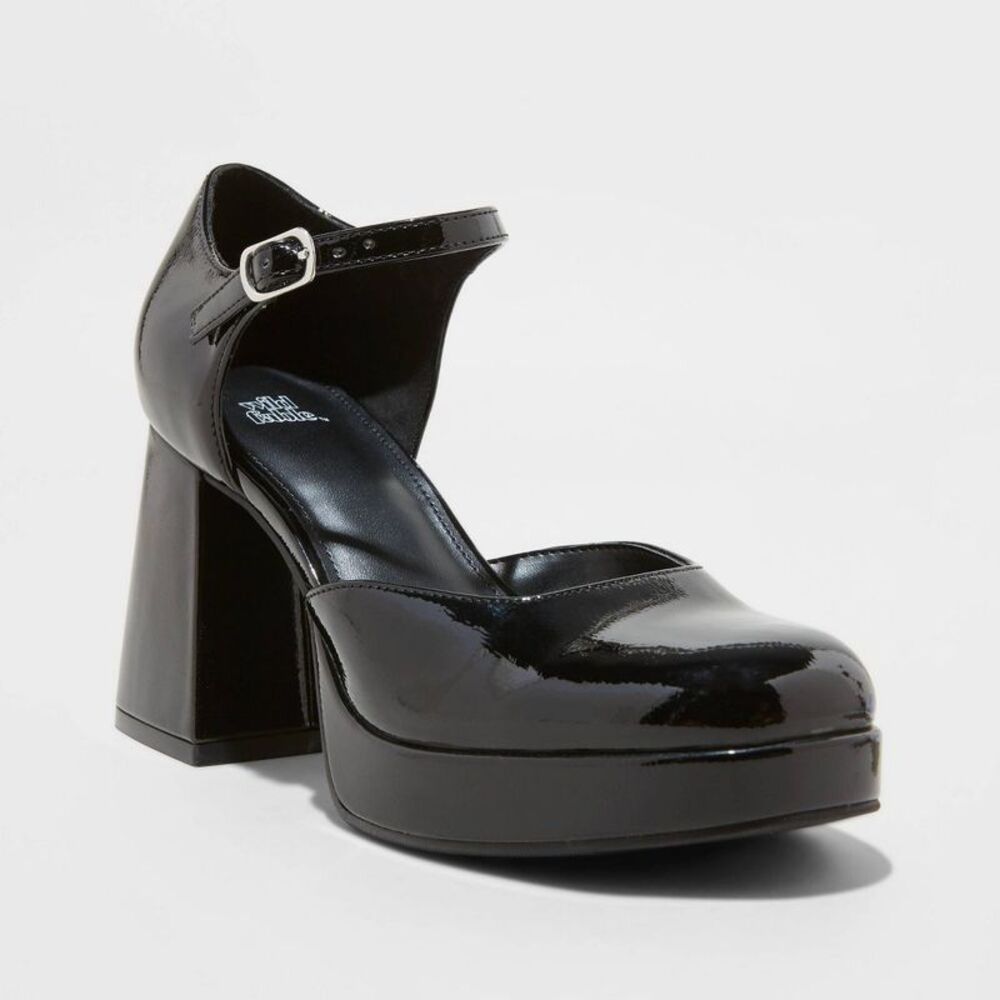 Open Box - Wild Fable -  Women's Chunky Block High Heel Buckle P Black